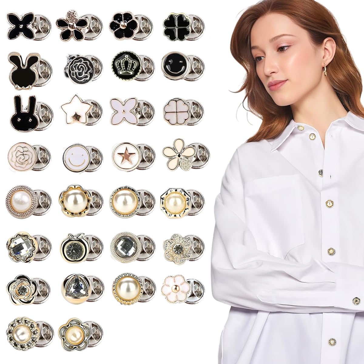 SANNIDHI 30pcs Small Brooch Pins Garment Button Pins for Women Flower Pearl Brooch No-sew Anti-Exposure Safety Shirt Pin for Shirt, Shawl, Sweater, Scarf SANNIDHI 30pcs Small Brooch Pins Garment Button Pins for Women Flower Pearl Brooch No-sew Anti-Exposure Safety Shirt Pin for Shirt, Shawl, Sweater, Scarf